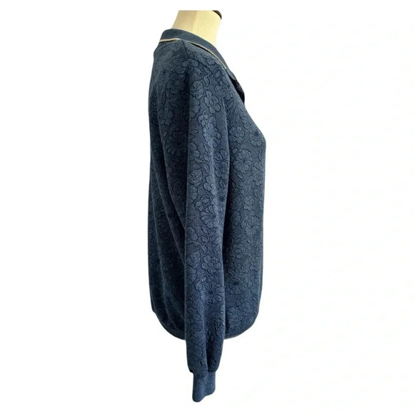 Vintage Cape Cod Sportswear Blue Floral Long Sleeve Collared Sweater Size Small - Picture 2 of 12